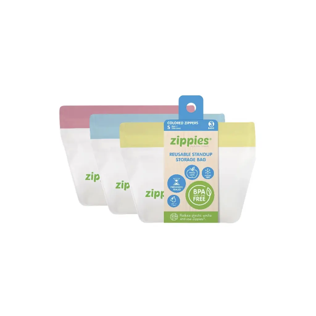 Zippies Colored Reusable Standup Storage Bag 3s
