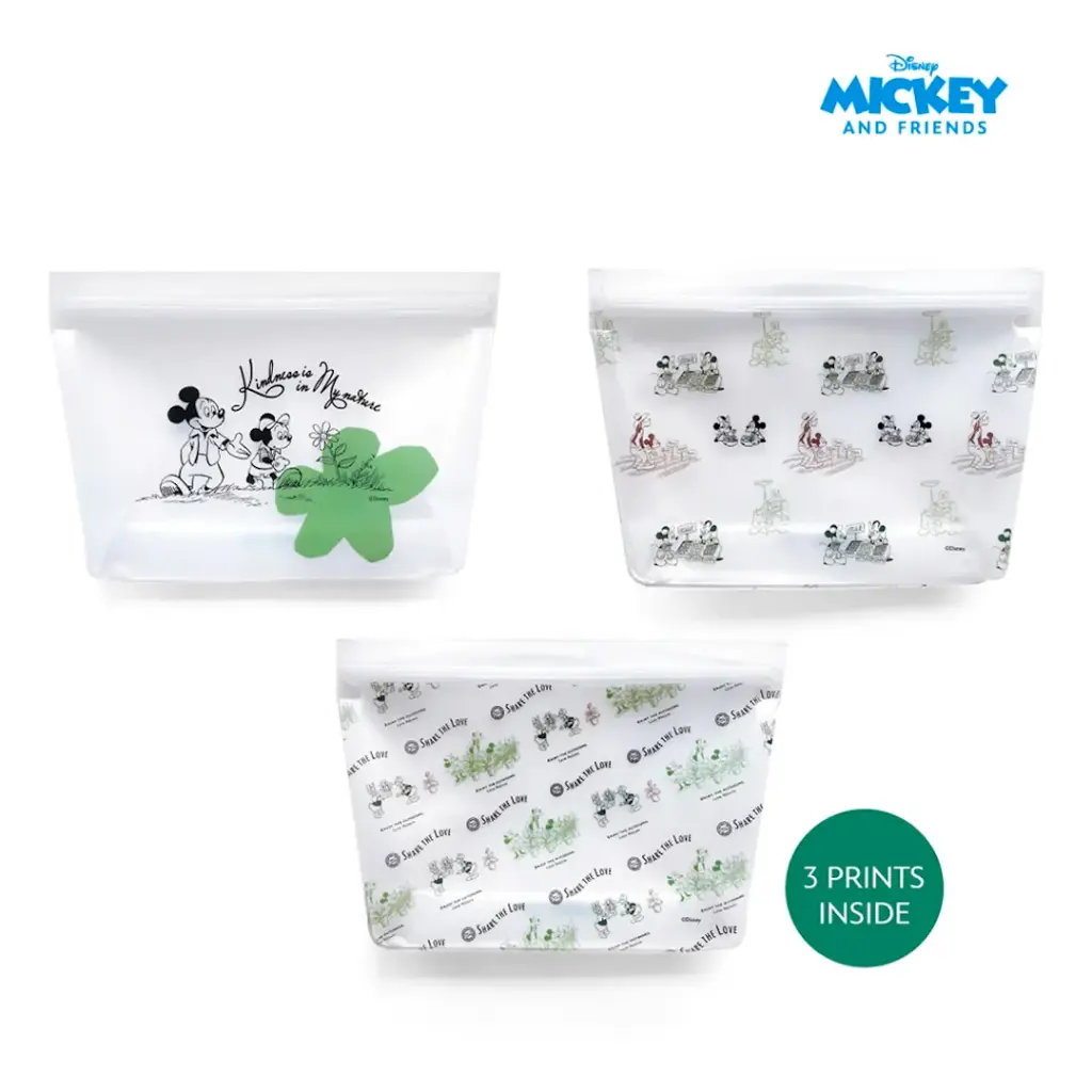 Zippies Lab Disney Reusable Stand-up Storage Bags Large 3pc Set