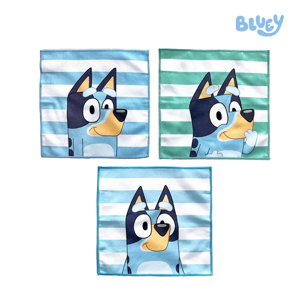 Bluey Microfiber Face Towel 3pc Set (Various Designs)