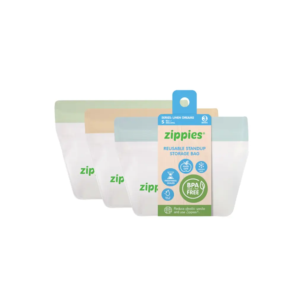 Zippies Linen Dreams Reusable Standup Storage Bag 3s
