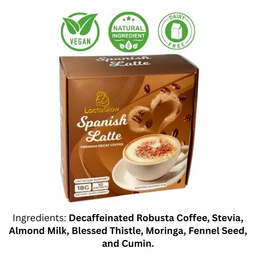 LactaGlow Spanish Latte Premium Decaf Coffee