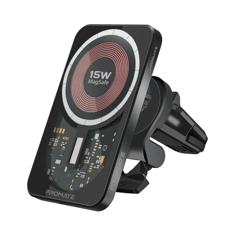 Promate LucidMount-15 15W Transparent MagSafe Car Wireless Charger