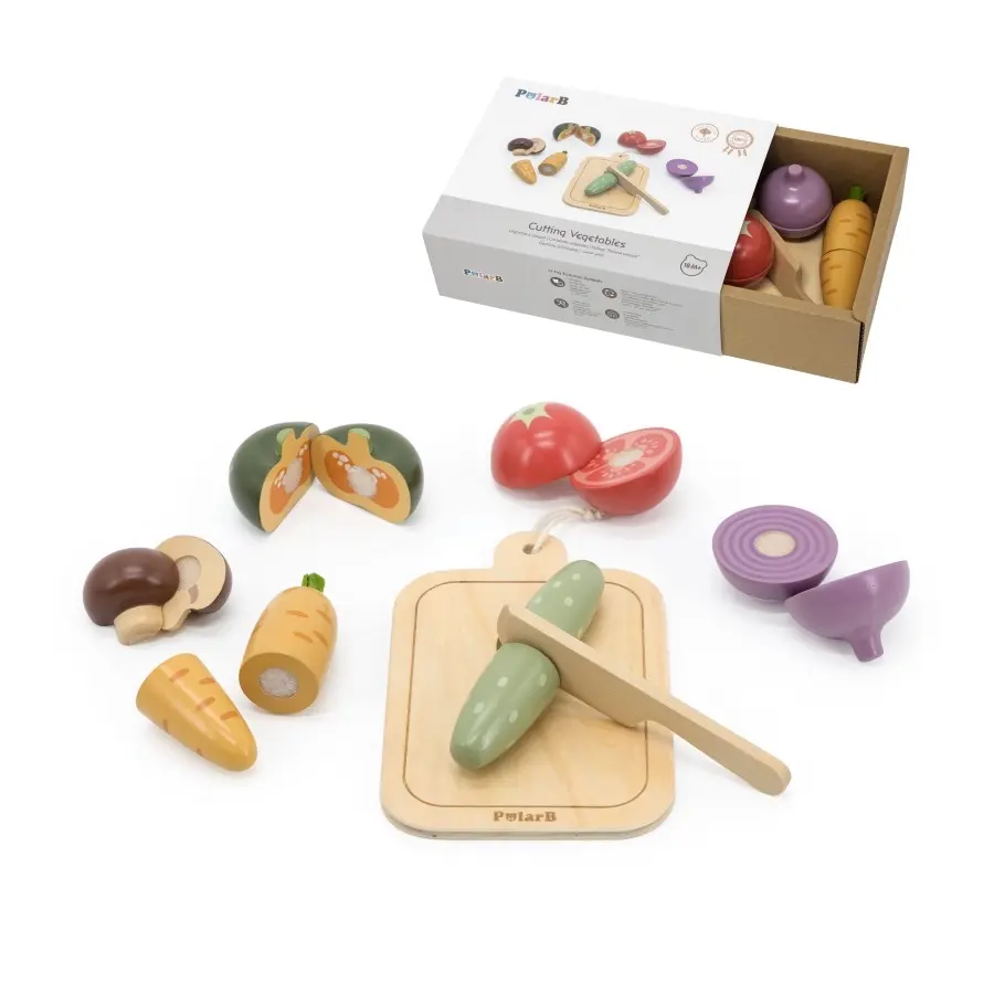 PolarB Wooden Cutting Vegetables Toy