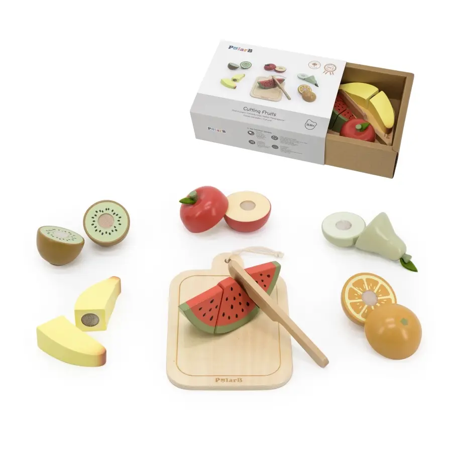 PolarB Wooden Cutting Fruits Toy
