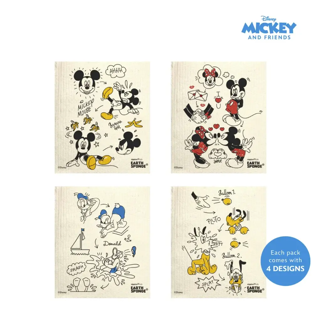 Zippies Mickey & Friends Earth Sponge Reusable Paper Cloth Towels Set of 4 - SALE ITEM