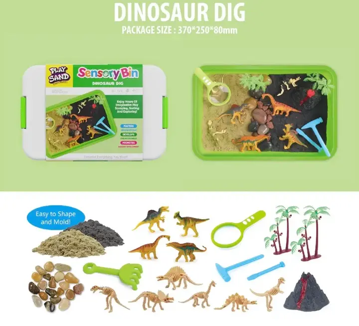 Play Sand Sensory Bin - Dinosaur Dig
