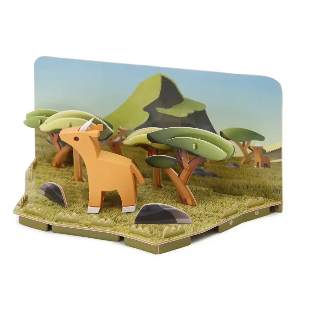 Halftoys 3D Magnetic Puzzle Toy Diorama Set- Savannah Friends Impala