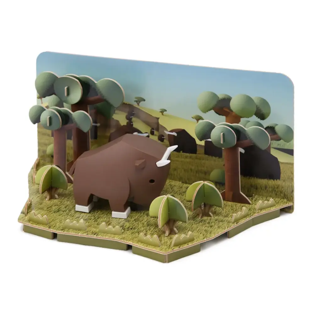 Halftoys 3D Magnetic Puzzle Toy Diorama Set- Savannah Friends Gnu