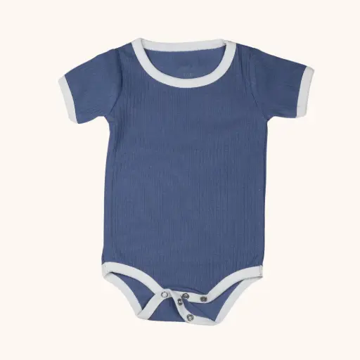 Stitcharoo Kids Ribbed Short-Sleeve Contrast Bodysuit