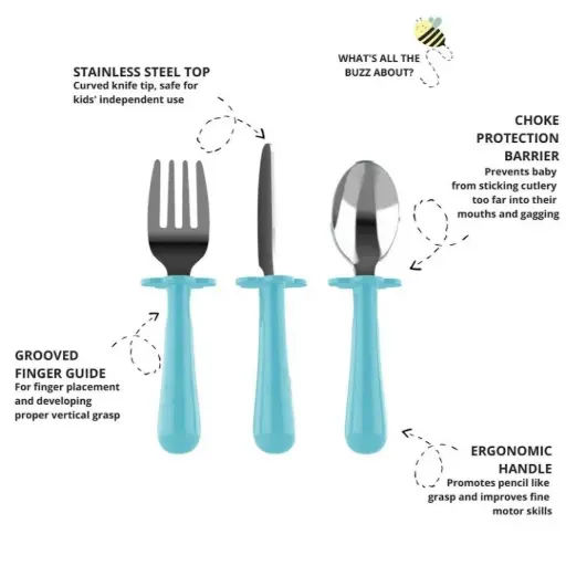 Grabease Stainless Steel Spoon, Fork, and Knife Set