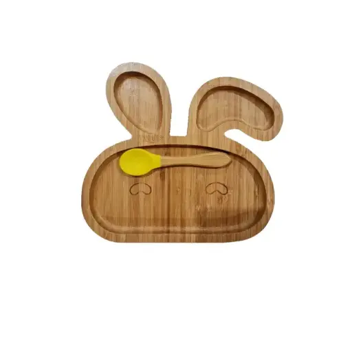 Snug Lab Bunny Bamboo Suction Plate with Spoon