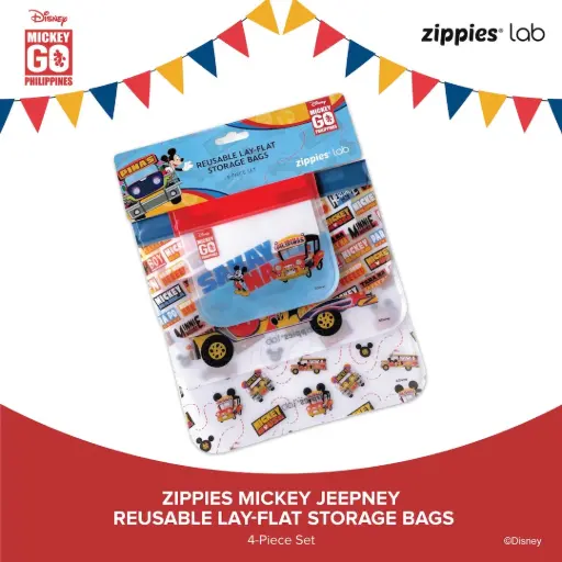 Zippies Lab Disney Reusable Lay-Flat Storage Bags 4-pc Set (Various Designs) - SALE ITEM