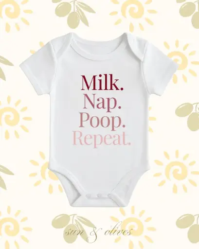 Sun & Olives Baby Onesie - Milk. Nap. Poop. Repeat.