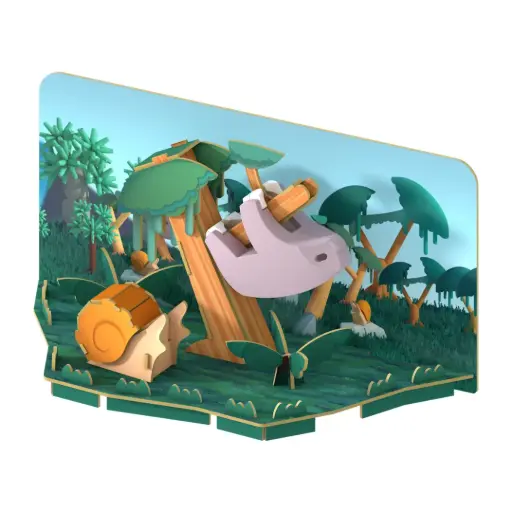 Halftoys 3D Magnetic Puzzle Toy Diorama Set- Forest Friends Sloth