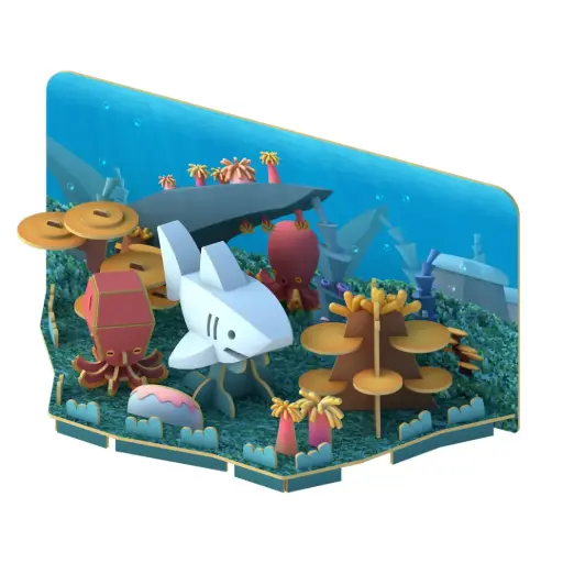 Halftoys 3D Magnetic Puzzle Toy Diorama Set- Ocean Friends Cachalot (Sperm Whale)